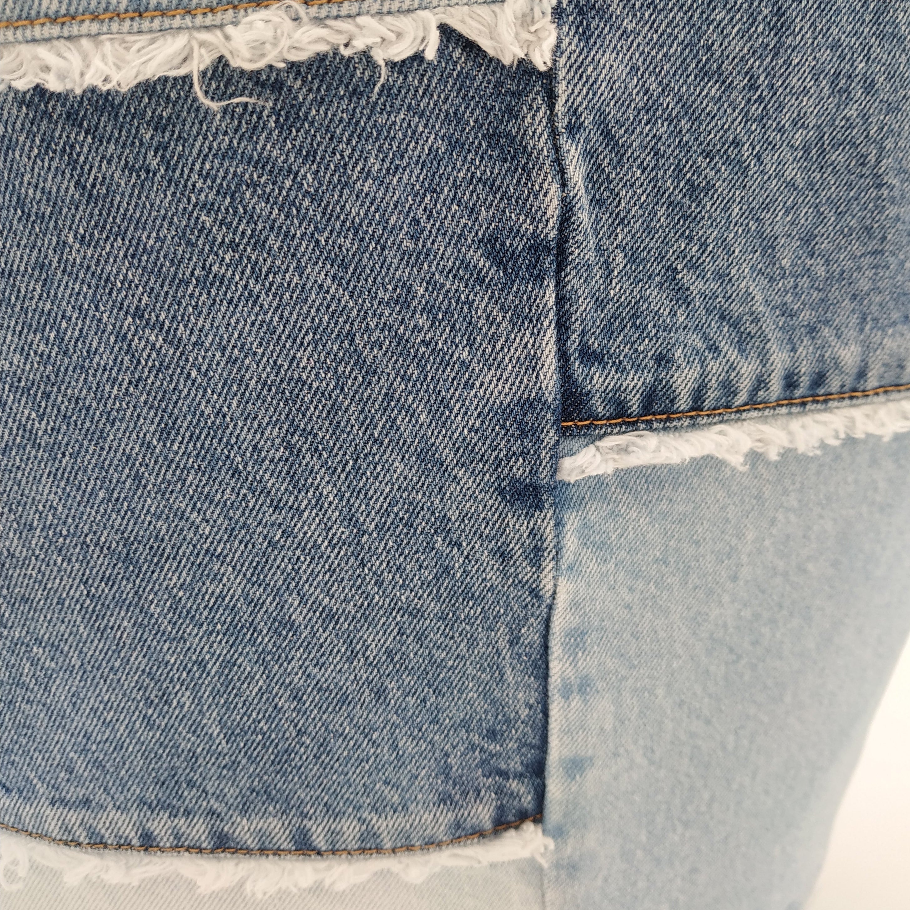 panier de plage - détail patchwork de jeans