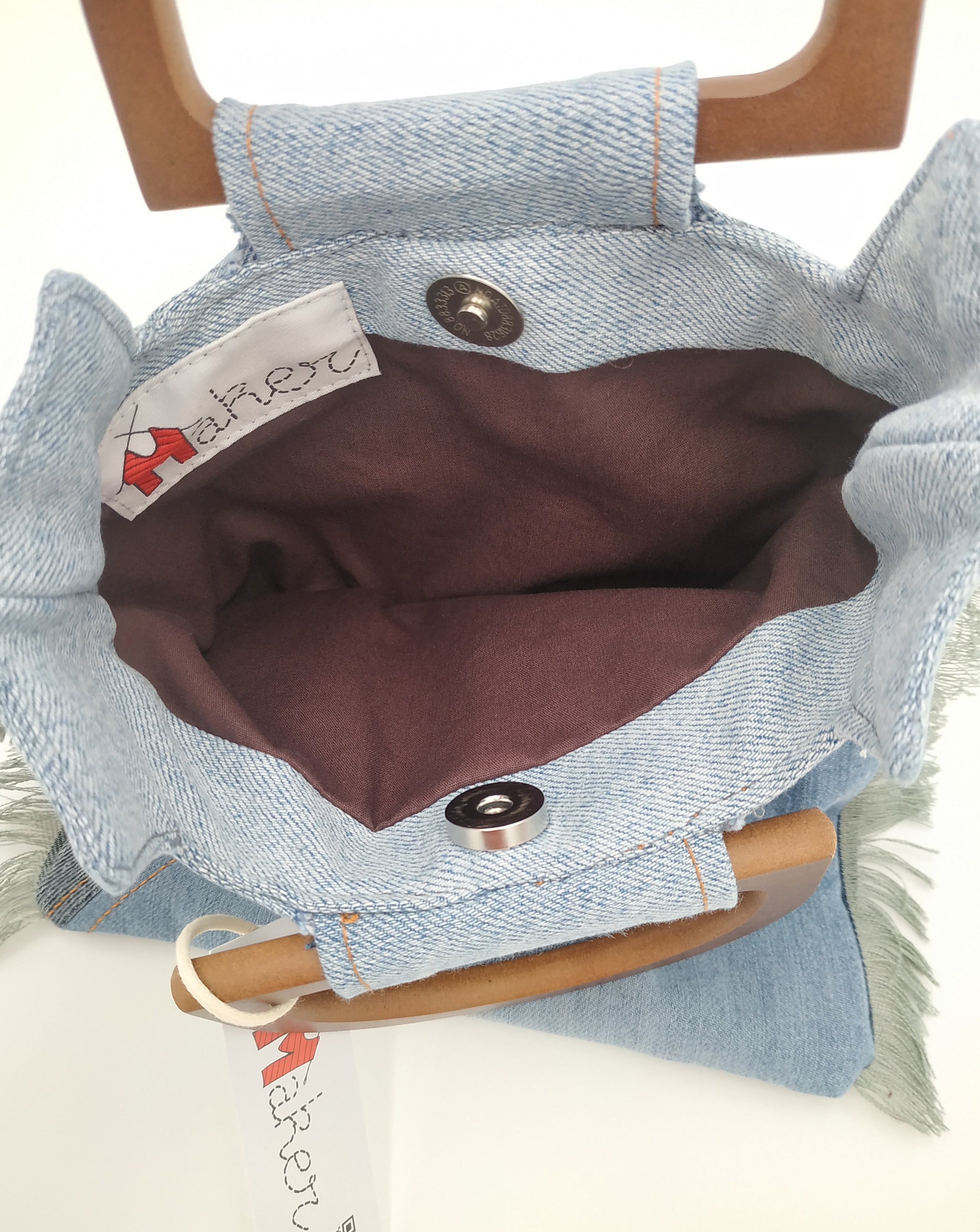 Mini sac à anses demi-lune - intérieur toile marron - fermeture aimantée
